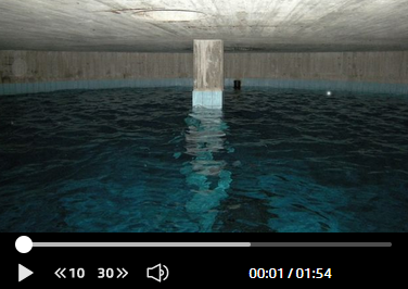 Ein Video eines Pools unter einem Gebäude, Chlorthalonil in Wassersystemen.