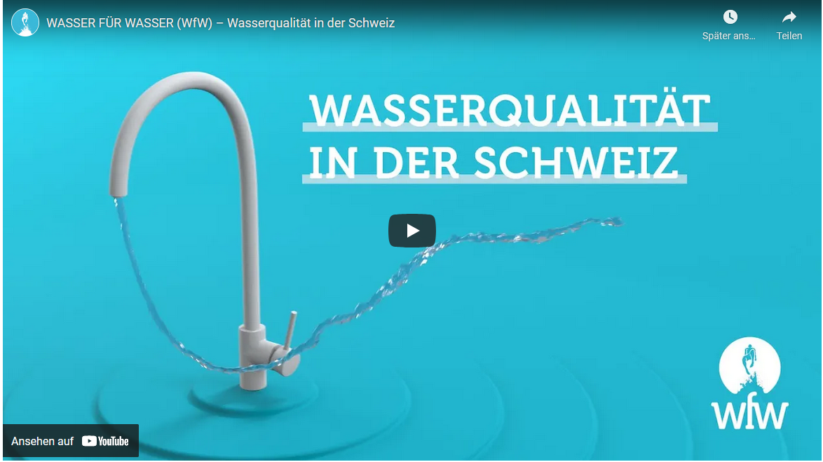 Video zur Wasserqualität in der Schweiz, ein Wasserhahn mit fliessendem Wasser.